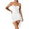 imageSHENHE Womens Sexy Mesh Bustier Corset Top Ruched Bodycon Draped Party Night Mini DressWhite
