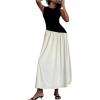 imageSHENHE Womens Sleeveless Drop Waist Ruched Maxi Dress Elegant A Line Flowy Asymmetrical Long Tank DressBlack and Apricot
