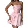 imageSHENHE Womens Y2k Strapless Bubble Dress Smocked Puffy Summer Tube Dress SundressesPink