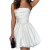 imageSHENHE Womens Y2k Strapless Bubble Dress Smocked Puffy Summer Tube Dress SundressesWhite