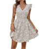 imageSHENHE Womens Floral Tie Back Ruffle Sleevelessa Line Flowy V Neck Backless Boho Dress