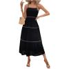 imageSHENHE Womens Flowy Maxi Dress Tiered Ruffle Hem Spaghetti Strap Swing Long Cami DressBlack