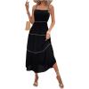 imageSHENHE Womens Flowy Maxi Dress Tiered Ruffle Hem Spaghetti Strap Swing Long Cami DressBlack