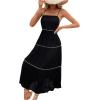 imageSHENHE Womens Flowy Maxi Dress Tiered Ruffle Hem Spaghetti Strap Swing Long Cami DressBlack