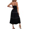 imageSHENHE Womens Flowy Maxi Dress Tiered Ruffle Hem Spaghetti Strap Swing Long Cami DressBlack