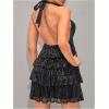 imageSHENHE Womens Glitter Sequin Halter Dress Deep V Backless Sparkle Party Night Flapper DressBlack