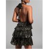 imageSHENHE Womens Glitter Sequin Halter Dress Deep V Backless Sparkle Party Night Flapper DressBronze
