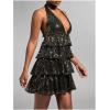 imageSHENHE Womens Glitter Sequin Halter Dress Deep V Backless Sparkle Party Night Flapper DressBronze