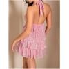 imageSHENHE Womens Glitter Sequin Halter Dress Deep V Backless Sparkle Party Night Flapper DressPink