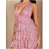 imageSHENHE Womens Glitter Sequin Halter Dress Deep V Backless Sparkle Party Night Flapper DressPink
