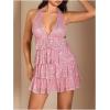 imageSHENHE Womens Glitter Sequin Halter Dress Deep V Backless Sparkle Party Night Flapper DressPink