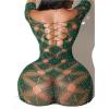 imageSHENHE Womens Rhinestone Fishnet Lingerie Mesh Sheer Chemise Sparkle Teddy Lingerie DressGreen