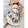 imageSHENHE Womens Tie Shoulder Smocked Flowy Maxi Dress Tribal Print Boho Vacation Sundress Apricot Medium