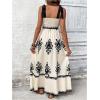 imageSHENHE Womens Tie Shoulder Smocked Flowy Maxi Dress Tribal Print Boho Vacation Sundress Apricot Medium