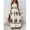 imageSHENHE Womens Tie Shoulder Smocked Flowy Maxi Dress Tribal Print Boho Vacation Sundress Apricot Medium