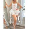 imageSHENHE Womens Y2k Layered Ruffle Hem Mini Dress Sweetheart Neck Eyelet Bustier DressWhite