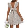 imageSHENHE Womens Floral Tie Back Ruffle Sleevelessa Line Flowy V Neck Backless Boho Dress