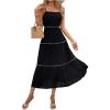 imageSHENHE Womens Flowy Maxi Dress Tiered Ruffle Hem Spaghetti Strap Swing Long Cami DressBlack