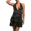 imageSHENHE Womens Glitter Sequin Halter Dress Deep V Backless Sparkle Party Night Flapper DressBronze