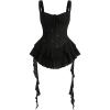 imageSHENHE Womens Y2k Layered Ruffle Hem Mini Dress Sweetheart Neck Eyelet Bustier DressBlack