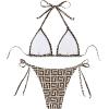 imageSHENHE Womens 2 Piece Halter Swimsuits Side Tie Bottom Geometric Triangle Bikini SetBeige Geometric