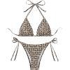 imageSHENHE Womens 2 Piece Halter Swimsuits Side Tie Bottom Geometric Triangle Bikini SetBeige Geometric