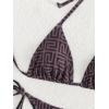 imageSHENHE Womens 2 Piece Halter Swimsuits Side Tie Bottom Geometric Triangle Bikini SetDark Purple Geometric
