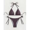 imageSHENHE Womens 2 Piece Halter Swimsuits Side Tie Bottom Geometric Triangle Bikini SetDark Purple Geometric