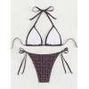 imageSHENHE Womens 2 Piece Halter Swimsuits Side Tie Bottom Geometric Triangle Bikini SetDark Purple Geometric