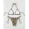 imageSHENHE Womens 2 Piece Leopard Triangle Bikini Swimsuit Sets Halter Self Tie Bathing Suit