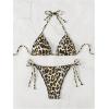 imageSHENHE Womens 2 Piece Leopard Triangle Bikini Swimsuit Sets Halter Self Tie Bathing Suit