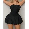 imageSHENHE Womens Bubble Tube Top Dress Off Shoulder Puffy A Line Y2K Corset DressBlack