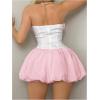 imageSHENHE Womens Bubble Tube Top Dress Off Shoulder Puffy A Line Y2K Corset DressColorblock Pink White