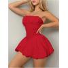 imageSHENHE Womens Bubble Tube Top Dress Off Shoulder Puffy A Line Y2K Corset DressDark Red