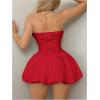 imageSHENHE Womens Bubble Tube Top Dress Off Shoulder Puffy A Line Y2K Corset DressDark Red