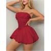 imageSHENHE Womens Bubble Tube Top Dress Off Shoulder Puffy A Line Y2K Corset DressRed