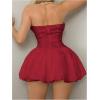 imageSHENHE Womens Bubble Tube Top Dress Off Shoulder Puffy A Line Y2K Corset DressRed
