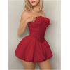 imageSHENHE Womens Bubble Tube Top Dress Off Shoulder Puffy A Line Y2K Corset DressRed