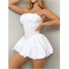 imageSHENHE Womens Bubble Tube Top Dress Off Shoulder Puffy A Line Y2K Corset DressWhite