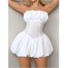 imageSHENHE Womens Bubble Tube Top Dress Off Shoulder Puffy A Line Y2K Corset DressWhite