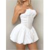 imageSHENHE Womens Bubble Tube Top Dress Off Shoulder Puffy A Line Y2K Corset DressWhite