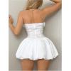 imageSHENHE Womens Bubble Tube Top Dress Off Shoulder Puffy A Line Y2K Corset DressWhite