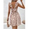 imageSHENHE Womens Ditsy Floral Tie Back Square Neck Ruffle Sleeveless A Line Swing Mini Dress Apricot Medium