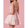 imageSHENHE Womens Floral Corset Mini Dress Square Neck Smocked Fit and Flare Flowy Boho Dress Pink Medium