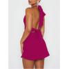imageSHENHE Womens Halter Plunging Neck Sexy Open Back Fit and Flare Party Mini DressHot Pink