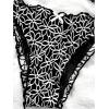 imageSHENHE Womens Halter Triangle Bikini Set Floral Print Side Tie Frilly 2 Piece SwimsuitBlack and White