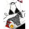 imageSHENHE Womens Halter Triangle Bikini Set Floral Print Side Tie Frilly 2 Piece SwimsuitBlack and White