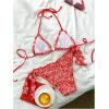 imageSHENHE Womens Halter Triangle Bikini Set Floral Print Side Tie Frilly 2 Piece SwimsuitRed