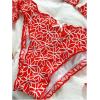 imageSHENHE Womens Halter Triangle Bikini Set Floral Print Side Tie Frilly 2 Piece SwimsuitRed
