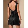 imageSHENHE Womens Sequin Open Back Glitter Bodycon Slit Mini Dress Sexy Party Night DressBlack